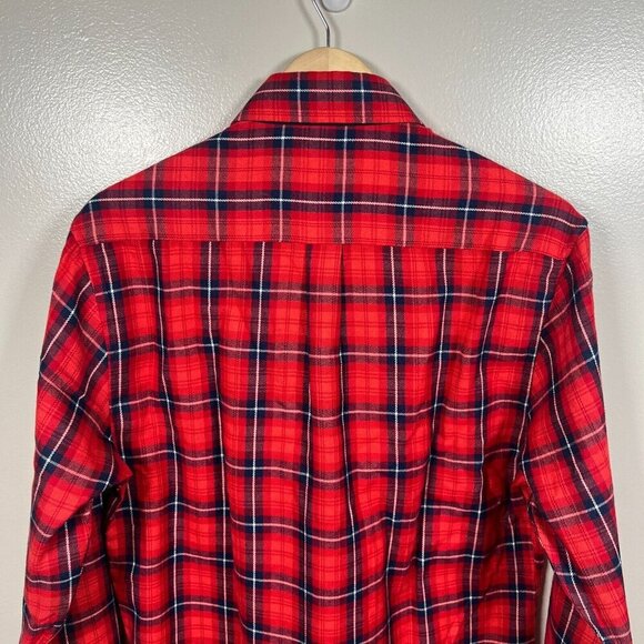 RSVLTS Flannel Shirt Shacket Mens Size Medium Red Plaid Pockets Button Up - Picture 7 of 9